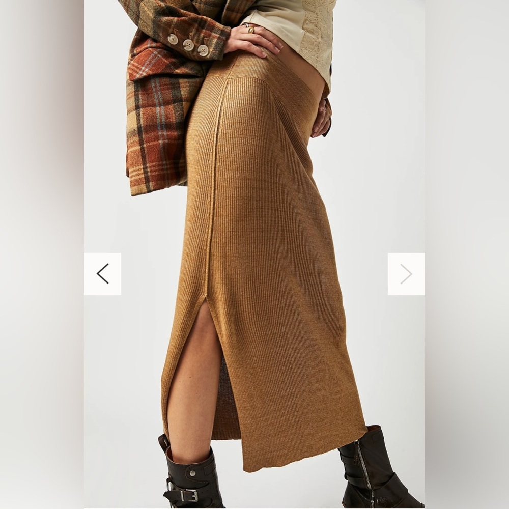Free People Golden Hour Midi Skirt ✨ Apple Pie Combo Size S | viscose neutral - Picture 9 of 14